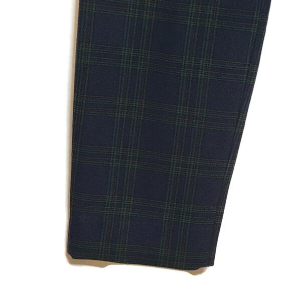 ZARA WOMAN Plaid Blue Green Ankle Crop Mid Rise Straight Skinny Pant Size S - Picture 5 of 13